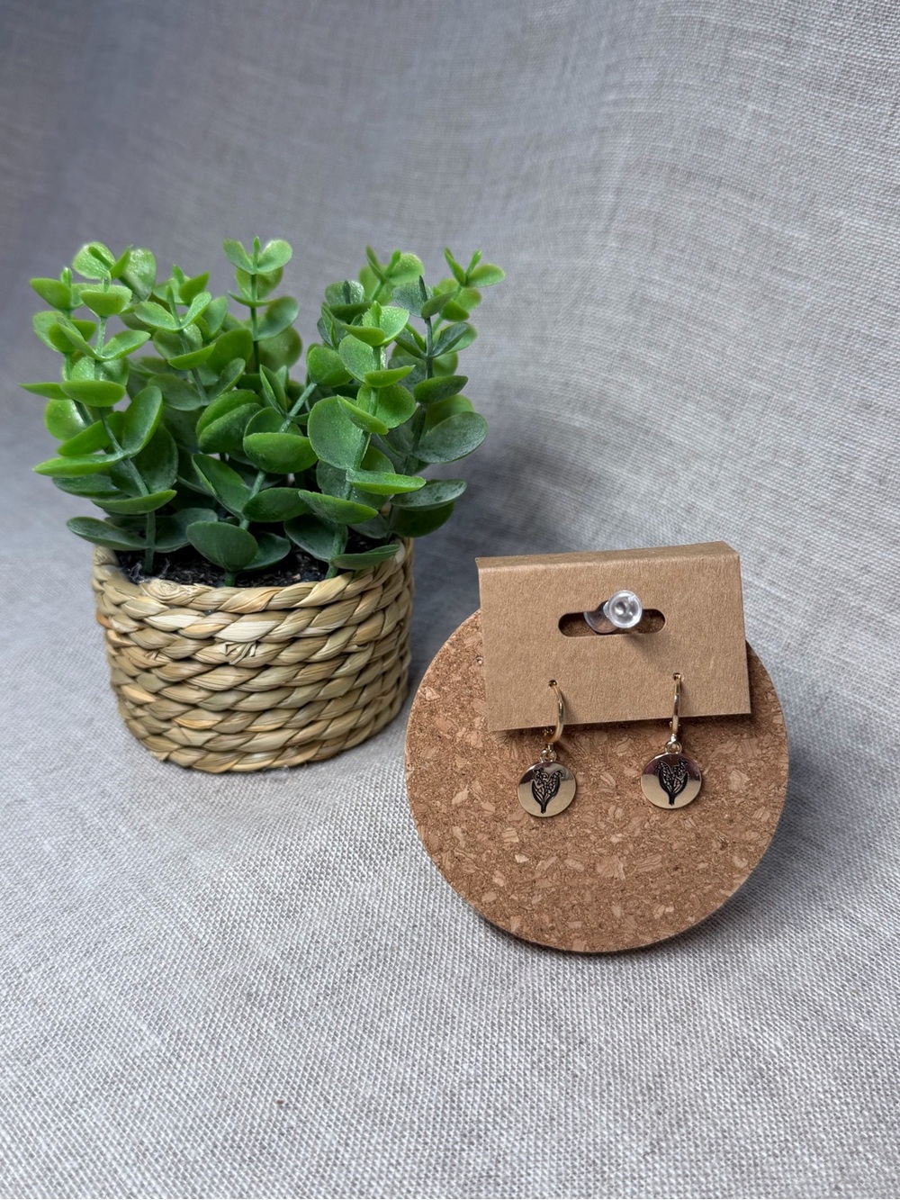 Gold Floral Charm Hoop Earrings - Women Jewelry